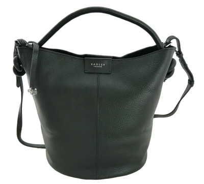 Pre-owned Radley Bucket Black Bag Medium Leather Handbag Ada Street Multiway Rrp £199