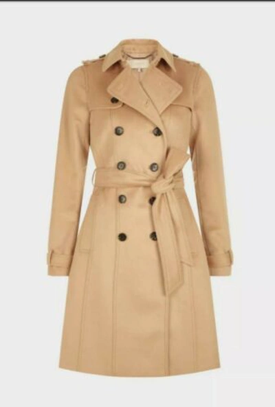 Pre-owned Hobbs London Saskia Wool Trench Coat, Camel Size 16