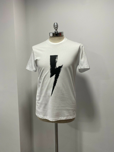Pre-owned Neil Barrett Chalk Bolt T-shirt: Xs, S, L, White