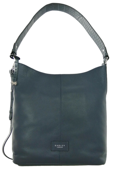 Pre-owned Radley Shouder Bag Navy Dark Blue Medium Leather Handbag Southwark Lane Rrp £229