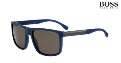 Pre-owned Hugo Boss Sunglasses 0879/s (0j9sp) - Carbon Blue / Brown Polarised Rrp-£210