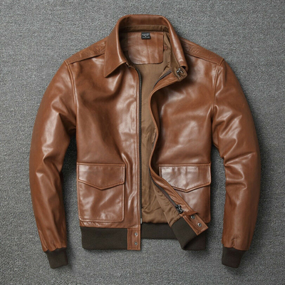 Pre-owned Claw Intl Mens Classic Casual Genuine Leather Jacket Quality Men Flight Clothes A2 Leather