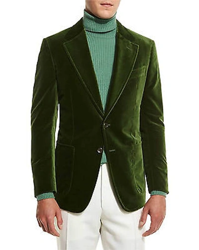 Pre-owned Handmade Men's Elegant Luxury Stylish Designer Green Smoking Jacket Party Wear Blazer Uk