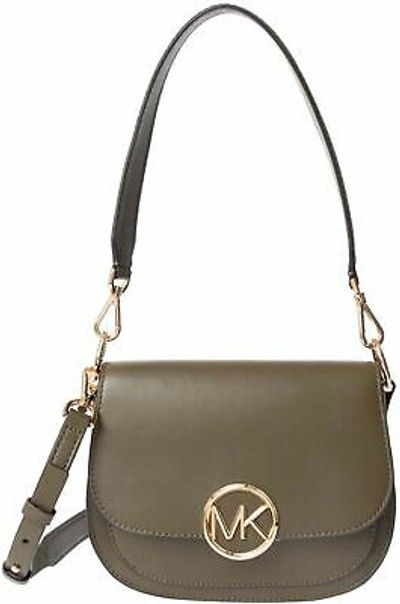 Pre-owned Michael Kors Womens Saddle Messenger 30s9g0lm6l Olive