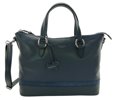 Pre-owned Radley Handbag Ink Blue Navy Medium Multiway Satchel Bag Zip Top Eel Alley