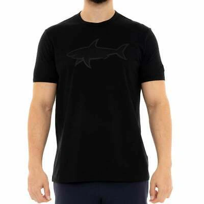 Pre-owned Paul & Shark Mens Mesh Shark Logo T-shirt (black)