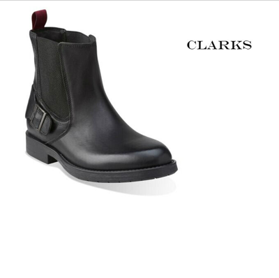 Pre-owned Clarks Norton Mensnorton Spin Black Leather Chelsea Boots Uk 9.5 / Eu 44