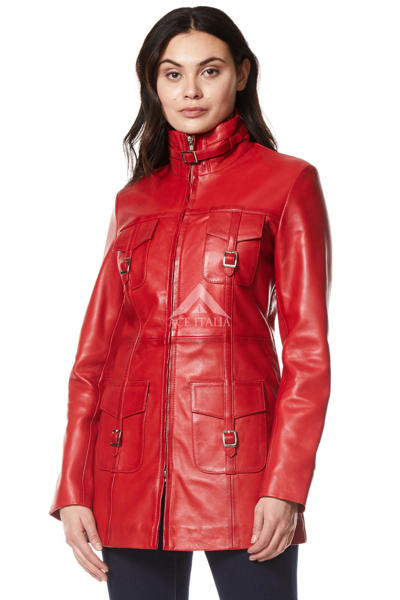Pre-owned Carrie Ch Hoxton 'mistress' Ladies Red Gothic Style Fitted Real Lambskin Leather Jacket Coat 1310