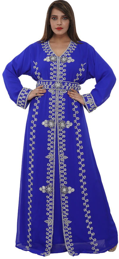 Pre-owned Maxim Creation Royal Blue Moroccan Kaftan Abaya Maxi Dubai Kaftan For Tea Party Dress 8424