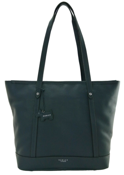 Pre-owned Radley Tote Bag Ink Navy Blue Large Zip Top Shoulder Handbag Babington Plain