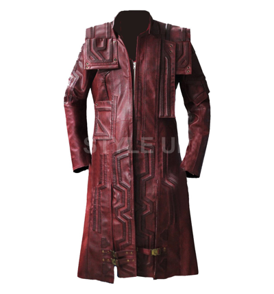Pre-owned Style Guardians Of The Galaxy Vol2 Star Lord Chris Pratt Maroon Leather Trench Coat