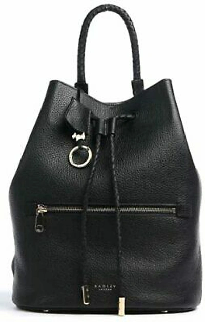 Pre-owned Radley London Pavilion Road Large Drawstring Backpack Black H3610001