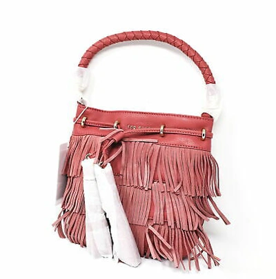 Pre-owned Ted Baker Paralee Braided Handle Fringe Mini Bucket Bag Deep Pink