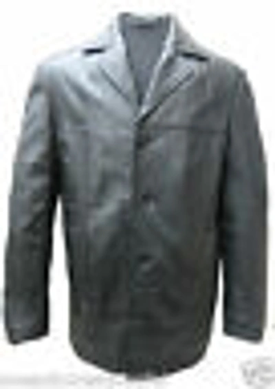 Pre-owned Oceanic Leather Wear Mens Smart Black Classic Relaxed Blazer Reefer Italian Nappa Leather Jacket
