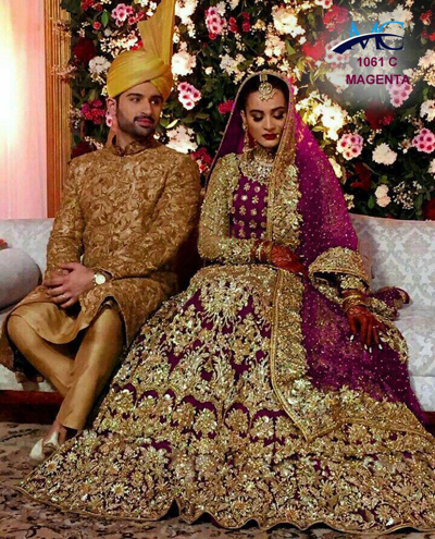 Pre-owned Handmade Magenta Velvet Pearlwork Bridal Wear Lehenga Choli Indian Ethnic Wedding Lengha