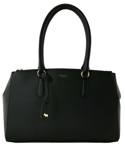 Pre-owned Radley Tote Shoulder Bag Black Large Leather Top Zip Hamstead Handbag Rrp £249