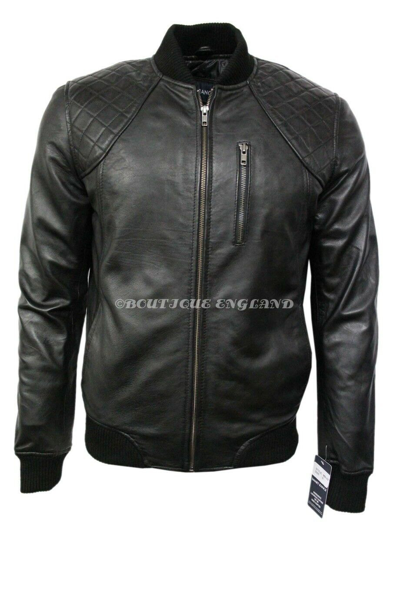 Pre-owned Smart Mens 70's Retro Bomber Jacket Black Classic Style Real Soft Leather Nb-oz