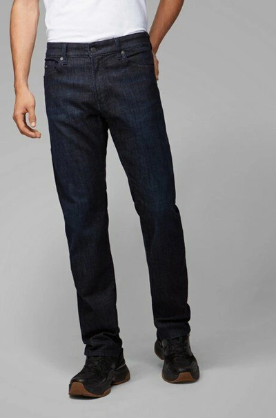 Pre-owned Hugo Boss Mens Regular Fit Stretch Dark Denim Jeans Trouser Maine1 38 34