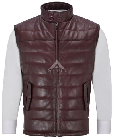 Pre-owned Smart Range Men's Puffer Warm Cherry Puffer Leather Quilted Pleasure Shell Waistcoat Gilet 4330