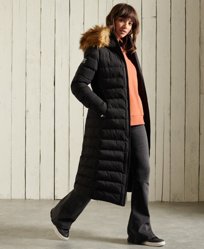 Pre-owned Superdry Womens Arctic Long Puffer Coat