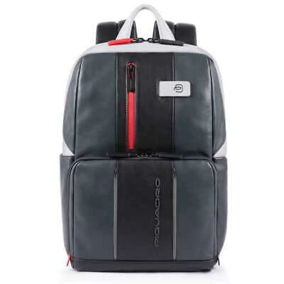 Pre-owned Piquadro Genuine  Backpack Urban Leather Grey-black Led Ca3214ub00l-grn
