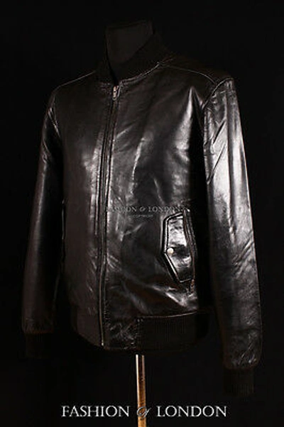 Pre-owned Real Leather Coat And Jackets Airborne Mens Black Real Leather Jacket Ww2 Pilot Raf Bomber Leather Jacket 1229