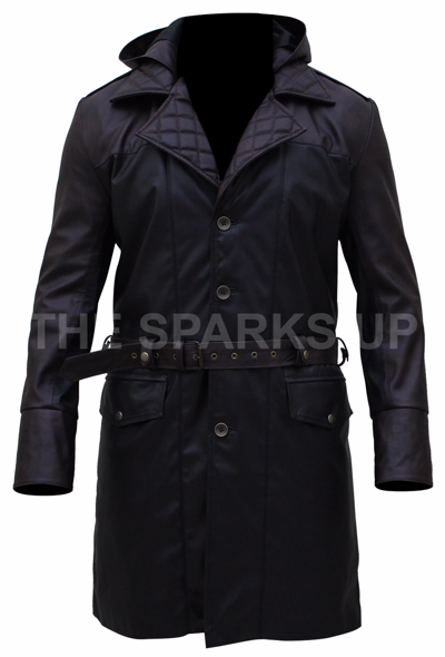 Pre-owned The Sparks Up Assassin's Creed Syndicate Jacob Frye Beak Hooded Leather Trench Coat - Big Sale