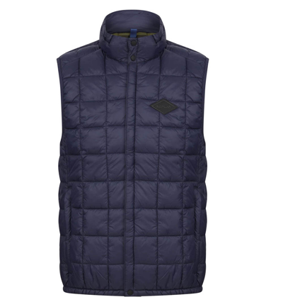 Pre-owned Replay Mens Gilet Recycled Nylon Hand Pockets Quilted Finish In Navy Blue M-xxl