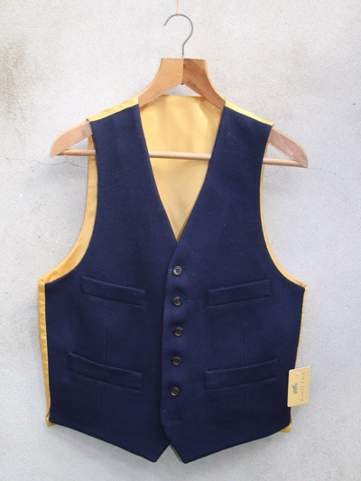 Pre-owned Gurteen Menswear England Blue Traditional Wool Waistcoat By Gurteen Size 38 - 52in Four Pockets 6 Buttons
