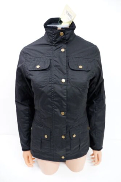 Pre-owned Barbour Black Jacket Uk 8 Rrp £199 Retail Utility Bnwts Lightweight Wax
