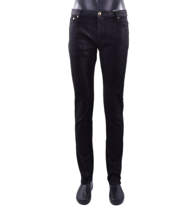 Pre-owned Moschino Couture Classic Skinny Jeans With Metal Logo Black Trousers Trousers 05422