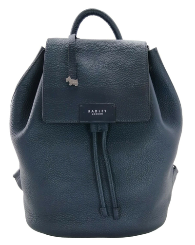 Pre-owned Radley Backpack Navy Dark Blue Size Medium Leather Ada Street Bag Rrp £219