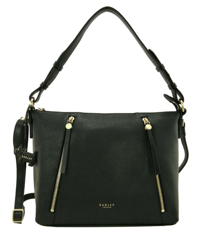 Pre-owned Radley Shoulder Bag Black Medium Handbag Leather Top Zip Fountain Road