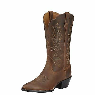 Pre-owned Ariat Heritage Western Womens R Toe Boot - Distressed Brown