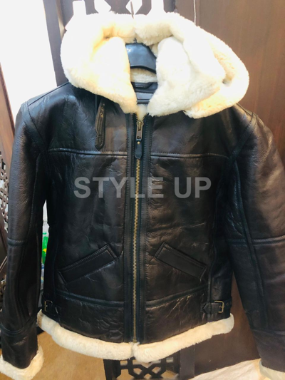 Pre-owned Style B3 Bomber Removable Hooded Real Fur Casual Sheephide Leather Jacket -big Sale