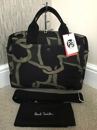 Pre-owned Paul Smith Ps  Business Messenger Folio Bag Linked Heart Camo Print