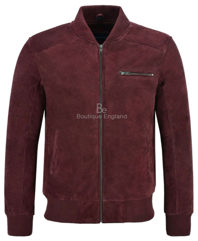Pre-owned Smart Range Leather 70's Bomber Leather Jacket Cherry Suede Classic Retro 100% Real Leather 275-z