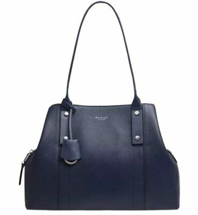Pre-owned Radley Provence Street Medium Leather Multiway Bag Ink Blue H4269401