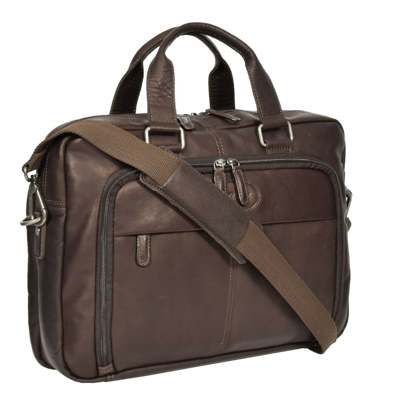 Pre-owned Fashion Men Briefcase Real Soft Brown Leather Laptop Case Business Office Organiser Bag