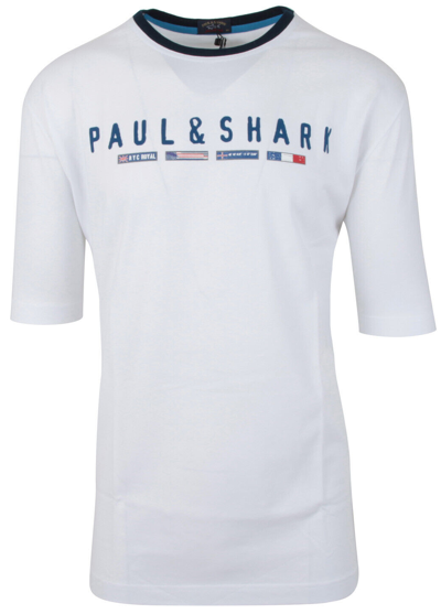 Pre-owned Paul & Shark Yachting Men's Short Sleeve T-shirt Shirt Crew Size 6xl White