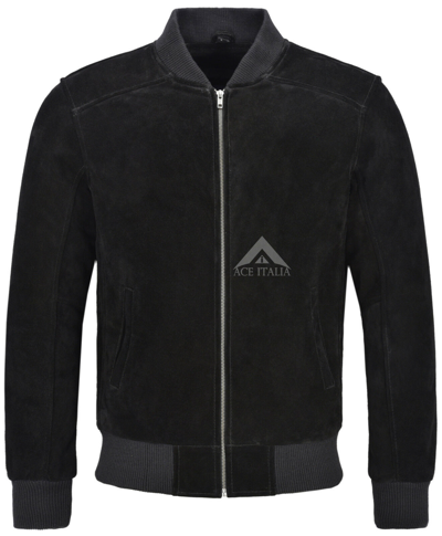Pre-owned Smart Range Mens Real Bomber Leather Jacket Black Suede Street Inspired Retro Style 275-p