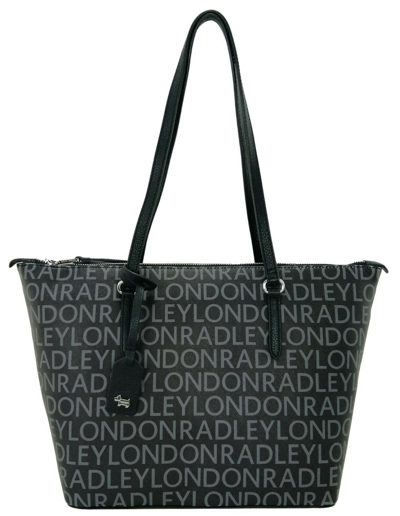 Pre-owned Radley Tote Bag Navy Blue Ink Signature Logo Zip Top Medium Handbag Rrp £199