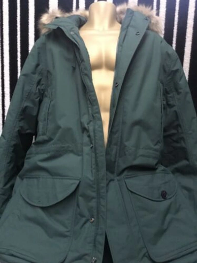 Pre-owned Timberland Quilted Waterproof Longline Parka Coat Xxl 2xl Green Faux Fur £260