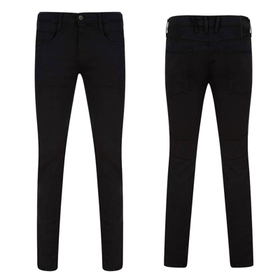Pre-owned Replay Mens Jeans Anbass Hyperflex Slim Fit Slight Stretch Denim Jean In Black