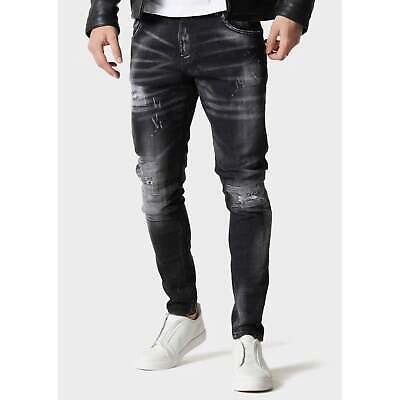 Pre-owned 883 Police Deniro Slim Fit Ripped Paint Splatter Grey Jeans