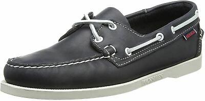 Pre-owned Sebago Docksides Portland Navy White Mens Leather Boat Shoes