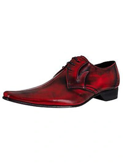 Pre-owned Jeffery-west Jeffery West Men's Derby Leather Shoes, Red
