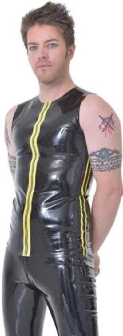 Pre-owned Westward Bound Latex Tank Top Black With Yellow Trim
