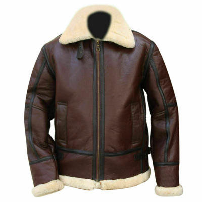 Pre-owned Clj Mens Aviator B3 Raf Irvin Ww2 Bomber Genuine Leather Jacket Men Fur Coat