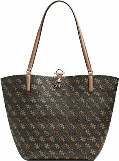Pre-owned Guess Ql745523 Alby Toggle Womens Tote Bag In Brown